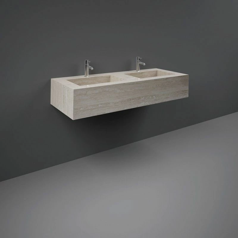 RAK Ceramics Precious 1200mm Wall Mounted Counter Wash Basin With 1th In Travertino Ivory - PRECT12347102A 1 RAK Ceramics Precious 1200mm Wall Mounted Counter Wash Basin With 1th In Travertino Ivory - PRECT12347102A