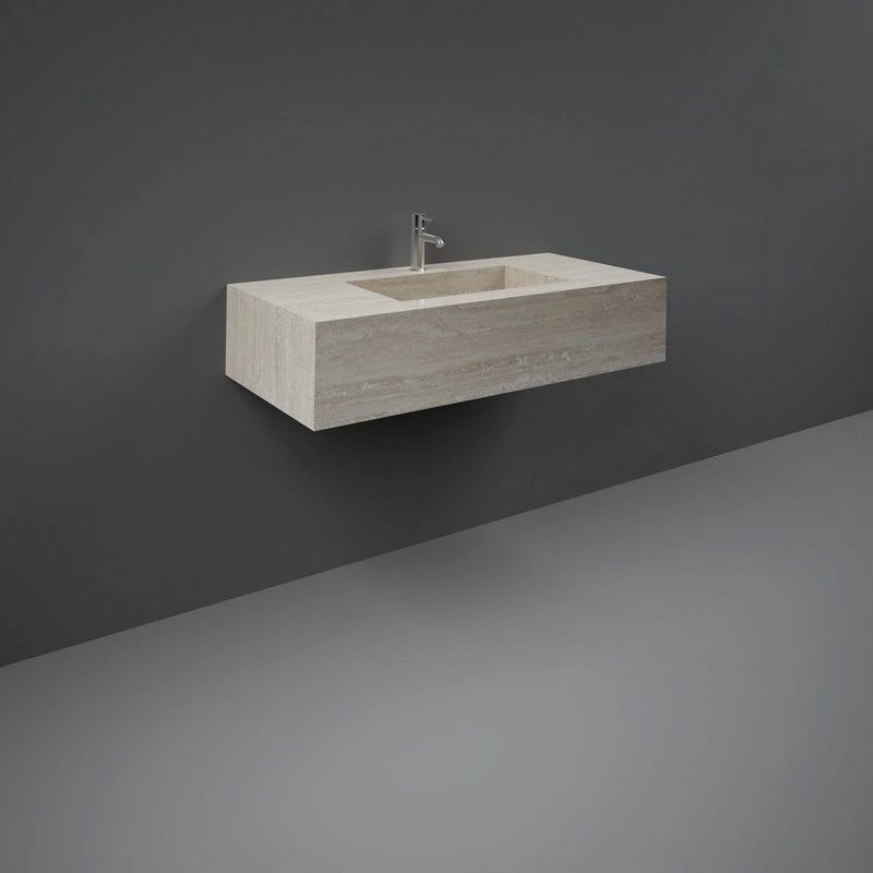 RAK Ceramics Precious 1000mm Wall Mounted Counter Wash Basin With 1th In Travertino Ivory - PRECT10347102A 1 RAK Ceramics Precious 1000mm Wall Mounted Counter Wash Basin With 1th In Travertino Ivory - PRECT10347102A