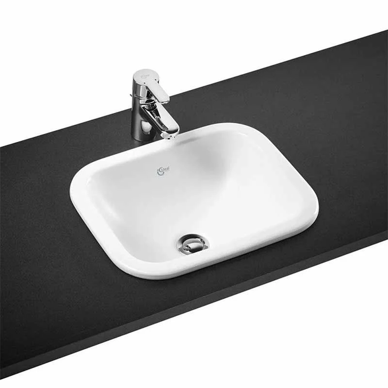 Ideal Standard Concept Cube 420mm Countertop Basin & Overflow - White - E502701 1 Ideal Standard Concept Cube 420mm Countertop Basin & Overflow - White - E502701