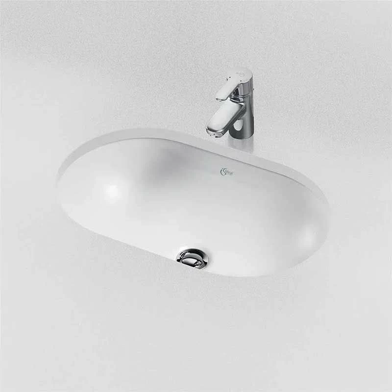 Ideal Standard Concept Oval 480mm Under Countertop Basin With Overflow - White - E501801 1 Ideal Standard Concept Oval 480mm Under Countertop Basin With Overflow - White - E501801