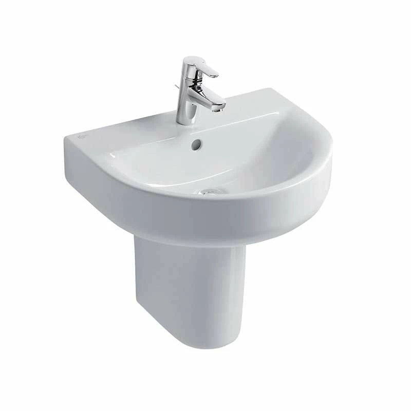 Ideal Standard Concept Arc 550mm Pedestal Basin 1 Tap Hole With Overflow - White - E785201 1 Ideal Standard Concept Arc 550mm Pedestal Basin 1 Tap Hole With Overflow - White - E785201