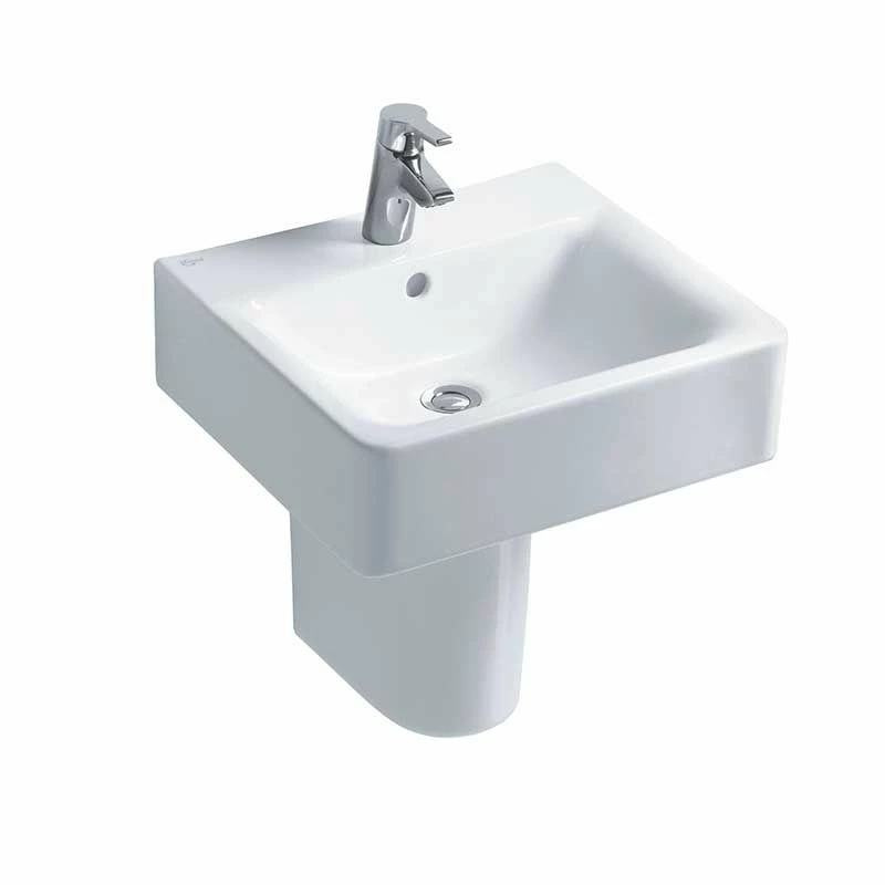 Ideal Standard Concept Cube 500mm Pedestal Basin 1 Tap Hole With Overflow - White - E788101 1 Ideal Standard Concept Cube 500mm Pedestal Basin 1 Tap Hole With Overflow - White - E788101