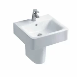 Ideal Standard Concept Cube 550mm Pedestal Basin 1 Tap Hole With Overflow - White - E784201