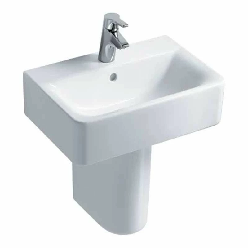 Ideal Standard Concept Cube 550mm Pedestal Basin (Short Projection) 1 Tap Hole With Overflow - White - E799201 1 Ideal Standard Concept Cube 550mm Pedestal Basin (Short Projection) 1 Tap Hole With Overflow - White - E799201