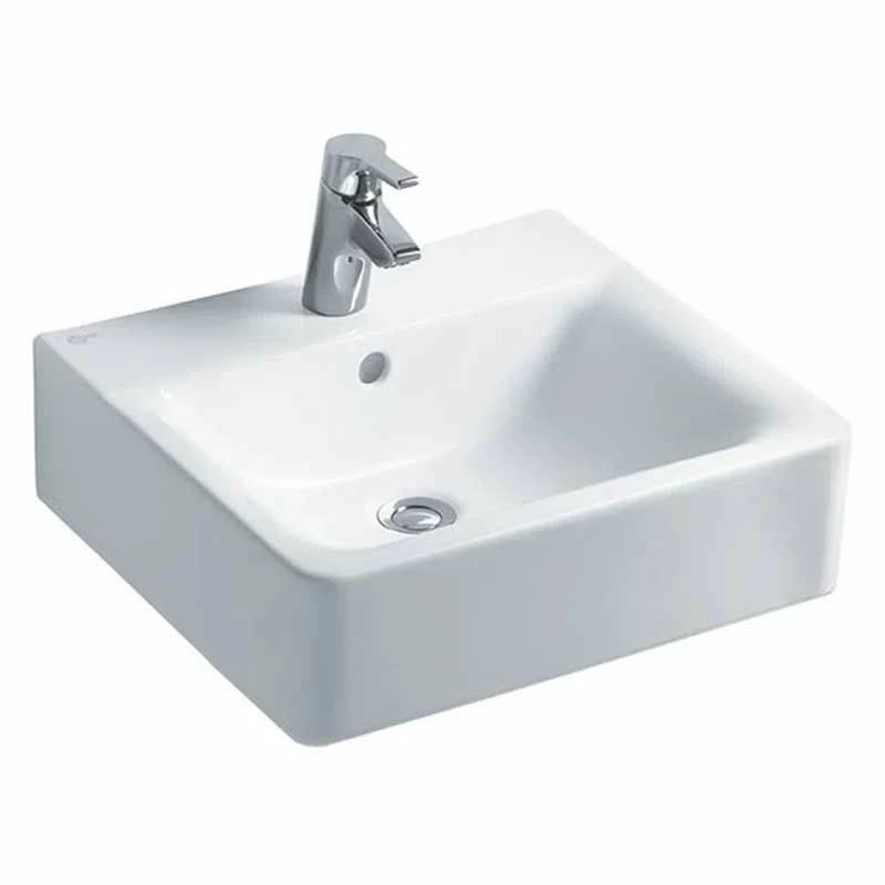 Ideal Standard Concept Cube 600mm Pedestal Basin 1 Tap Hole With Overflow - White - E794301 1 Ideal Standard Concept Cube 600mm Pedestal Basin 1 Tap Hole With Overflow - White - E794301