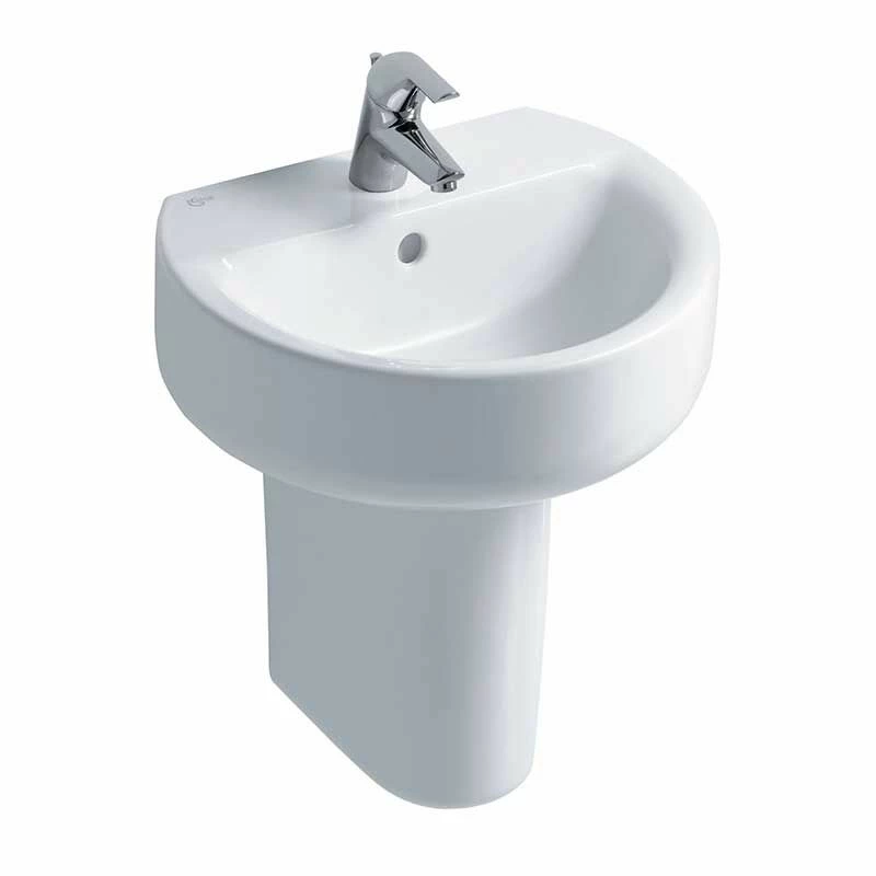 Ideal Standard Concept Sphere 500mm Pedestal Basin 1 Tap Hole With Overflow - White - E789201 1 Ideal Standard Concept Sphere 500mm Pedestal Basin 1 Tap Hole With Overflow - White - E789201