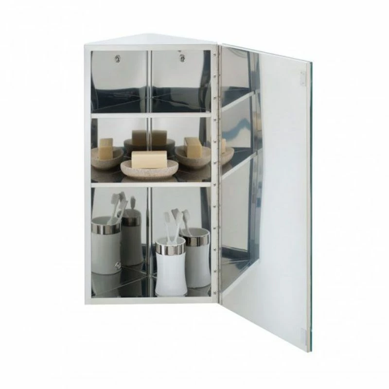 RAK Ceramics Riva Stainless Steel Single Corner Cabinet With Mirrored Door - 12SL704HP 3 RAK Ceramics Riva Stainless Steel Single Corner Cabinet With Mirrored Door - 12SL704HP - Image 3
