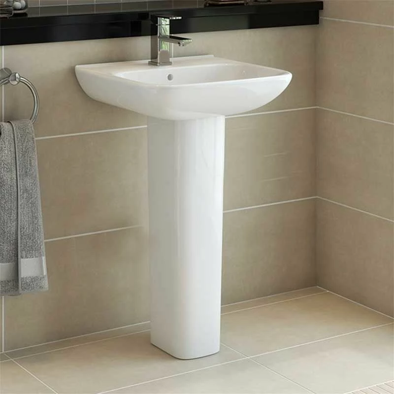 Essential VIOLET Pedestal Basin Only 450mm Wide 1 Tap Hole - EC6001 2 Essential VIOLET Pedestal Basin Only 450mm Wide 1 Tap Hole - EC6001 - Image 2