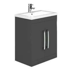 Essential NEVADA Floor Standing Washbasin Unit + Basin 2 Door 800mm Wide - Grey - EFP301GR