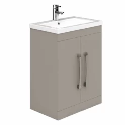Essential NEVADA Floor Standing Washbasin Unit + Basin 2 Doors 500mm Wide - Cashmere - EFP307CA