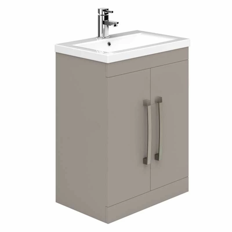 Essential NEVADA Floor Standing Washbasin Unit + Basin 2 Doors 500mm Wide - Cashmere - EFP307CA 1 Essential NEVADA Floor Standing Washbasin Unit + Basin 2 Doors 500mm Wide - Cashmere - EFP307CA