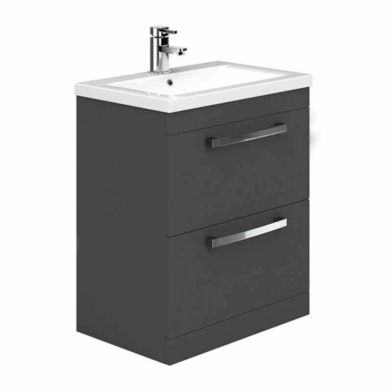 Essential NEVADA Floor Standing Washbasin Unit + Basin 2 Drawers 800mm Wide - Grey - EFP303GR 1 Essential NEVADA Floor Standing Washbasin Unit + Basin 2 Drawers 800mm Wide - Grey - EFP303GR