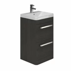 Essential VERMONT 500mm Floor Standing 2 Drawer Unit + Basin - Dark Grey - EFP404DG
