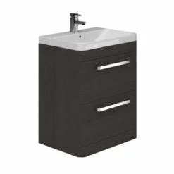 Essential VERMONT 800mm Floor Standing 2 Drawer Unit + Basin - Dark Grey - EFP401DG