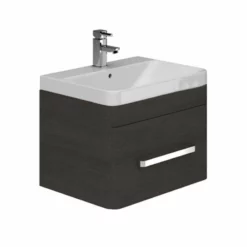 Essential VERMONT 600mm Wall Hung 1 Drawer Unit + Basin - Dark Grey - EFP402DG