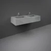 RAK Ceramics Precious 1200mm Wall Mounted Counter Wash Basin With 0th In Surface XL Cool Grey - PRECT12347103A0