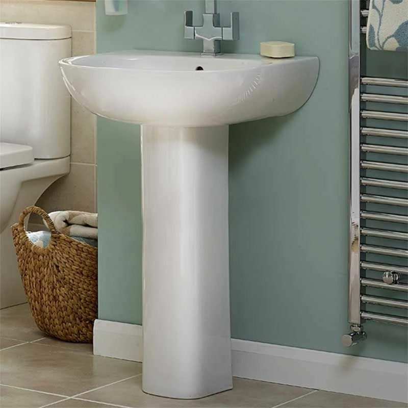 Essential LILY Pedestal Basin Only 550mm Wide 1 Tap Hole - EC1001 2 Essential LILY Pedestal Basin Only 550mm Wide 1 Tap Hole - EC1001 - Image 2