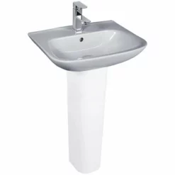 Essential VIOLET Pedestal Basin Only 450mm Wide 1 Tap Hole - EC6001