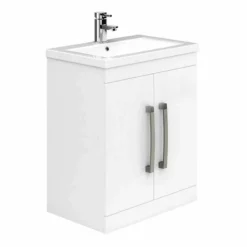 Essential NEVADA Floor Standing Washbasin Unit + Basin 2 Door 800mm Wide - White - EFP301WH