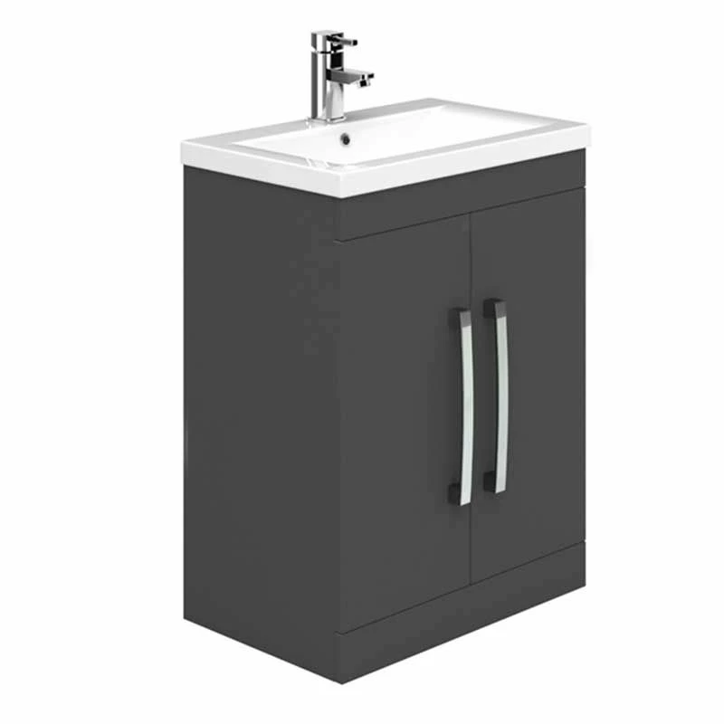Essential NEVADA Floor Standing Washbasin Unit + Basin 2 Doors 500mm Wide - Grey - EFP307GR 1 Essential NEVADA Floor Standing Washbasin Unit + Basin 2 Doors 500mm Wide - Grey - EFP307GR