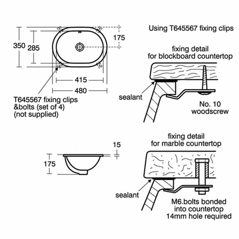 Ideal Standard Concept Oval 480mm Under Countertop Basin With Overflow - White - E501801 2 Ideal Standard Concept Oval 480mm Under Countertop Basin With Overflow - White - E501801 - Image 2