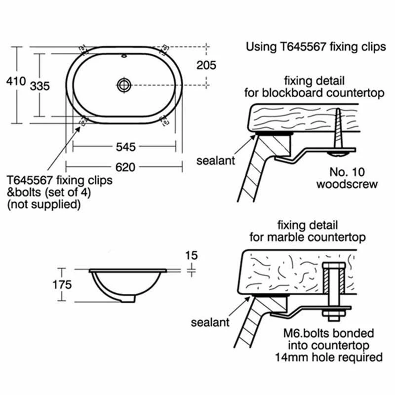 Ideal Standard Concept Oval 550mm Under Countertop Basin With Overflow - White - E502001 2 Ideal Standard Concept Oval 550mm Under Countertop Basin With Overflow - White - E502001 - Image 2