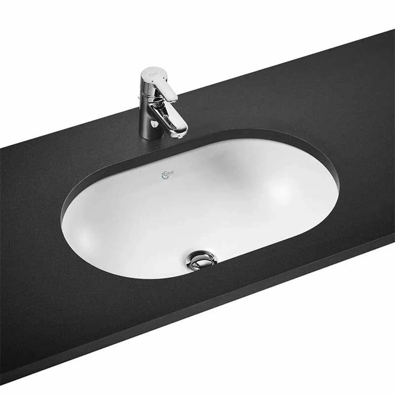 Ideal Standard Concept Oval 620mm Under Countertop Basin With Overflow - White - E502201 1 Ideal Standard Concept Oval 620mm Under Countertop Basin With Overflow - White - E502201