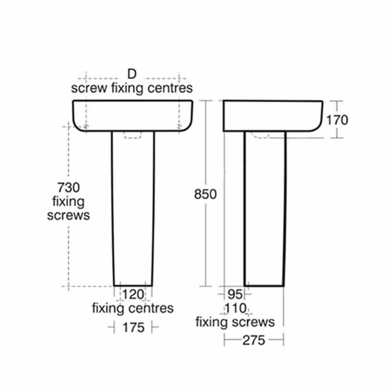 Ideal Standard Concept Full Pedestal - White - E783701 2 Ideal Standard Concept Full Pedestal - White - E783701 - Image 2