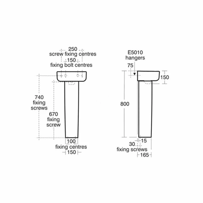 Ideal Standard Concept Handrinse Pedestal - White - E783801 2 Ideal Standard Concept Handrinse Pedestal - White - E783801 - Image 2