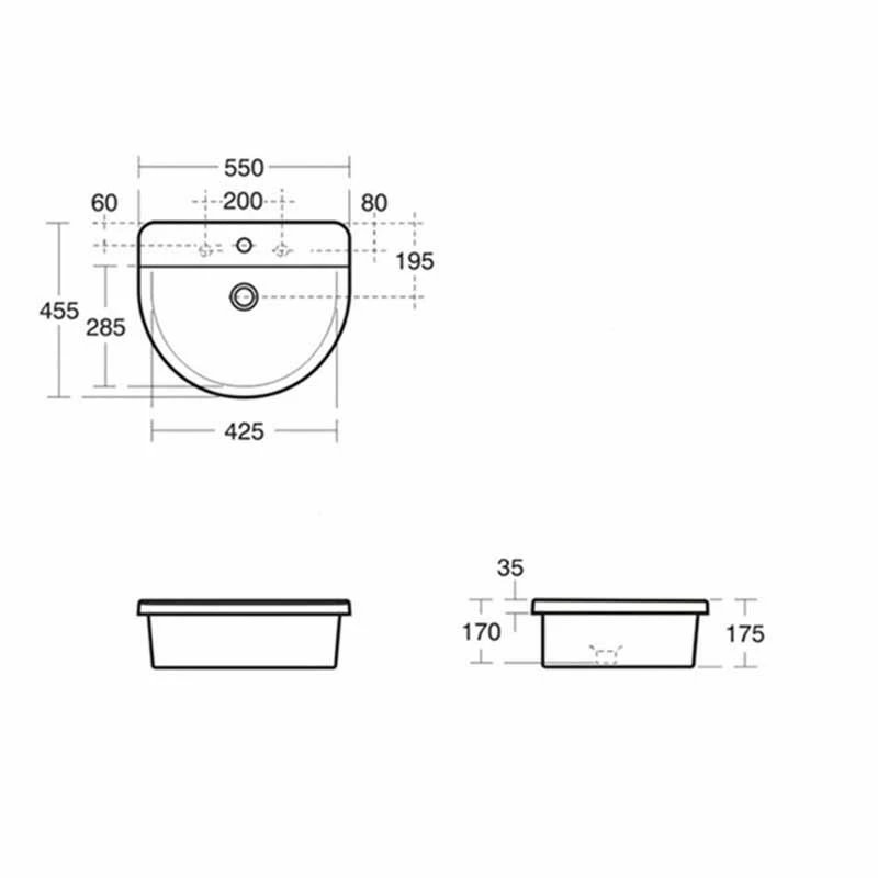 Ideal Standard Concept Arc 550cm Countertop Basin 1 Tap Hole - White - E797601 2 Ideal Standard Concept Arc 550cm Countertop Basin 1 Tap Hole - White - E797601 - Image 2