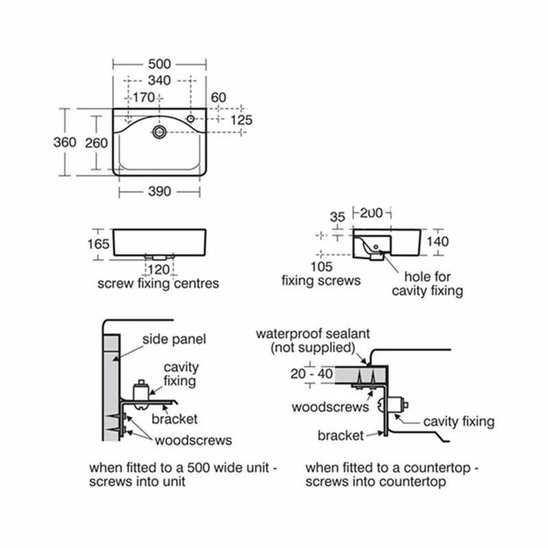 Ideal Standard Concept Space Cube 500mm Semi-Countertop Basin 1 Right Hand Tap Hole With Overflow - White - E779901 2 Ideal Standard Concept Space Cube 500mm Semi-Countertop Basin 1 Right Hand Tap Hole With Overflow - White - E779901 - Image 2