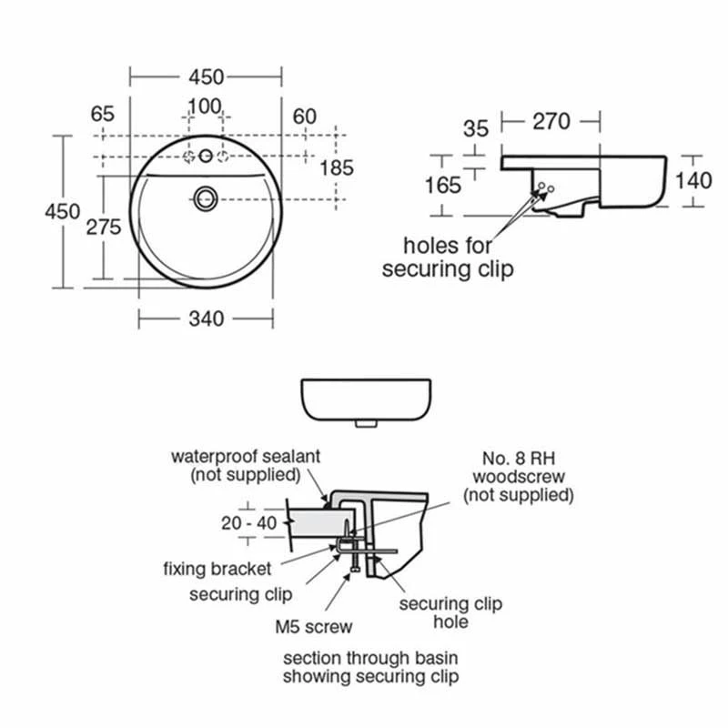 Ideal Standard Concept Sphere 450mm Semi-Countertop Basin 1 Tap Hole With Overflow - White - E797901 2 Ideal Standard Concept Sphere 450mm Semi-Countertop Basin 1 Tap Hole With Overflow - White - E797901 - Image 2