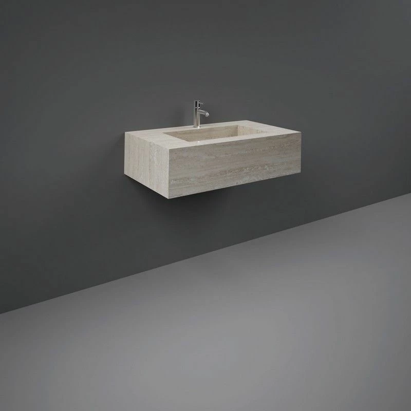 RAK Ceramics Precious 800mm Wall Mounted Counter Wash Basin With 1th In Travertino Ivory - PRECT08347102A 1 RAK Ceramics Precious 800mm Wall Mounted Counter Wash Basin With 1th In Travertino Ivory - PRECT08347102A