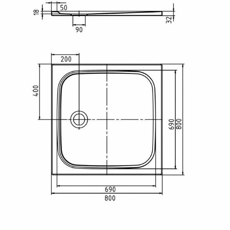 Kaldewei Cayonoplan Kaldewei Shower Tray - 361100010001 - 800 X 800 X 18cm 2 Kaldewei Cayonoplan Kaldewei Shower Tray - 361100010001 - 800 X 800 X 18cm - Image 2