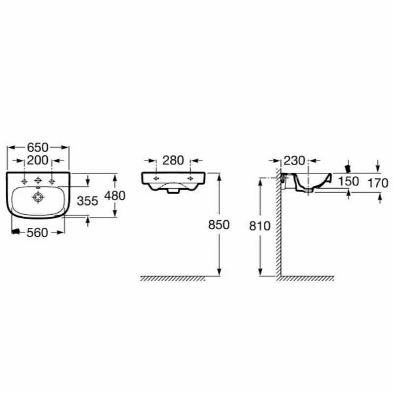 Roca Debba Wall Hung Basin 1 Taphole - 650 X 480mm - 32599300U 2 Roca Debba Wall Hung Basin 1 Taphole - 650 X 480mm - 32599300U - Image 2