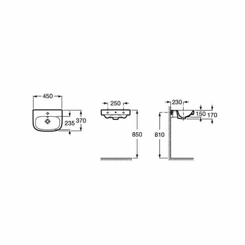 Roca Debba Cloakroom Basin 2 Tapholes - 450 X 370mm - 325997001 2 Roca Debba Cloakroom Basin 2 Tapholes - 450 X 370mm - 325997001 - Image 2