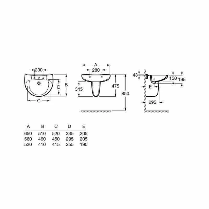 Roca Laura Wall Hung Basin 1 Taphole - 560 X 460mm - 326393005 2 Roca Laura Wall Hung Basin 1 Taphole - 560 X 460mm - 326393005 - Image 2