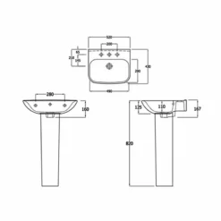 Essential VIOLET Pedestal Basin Only 520mm Wide 1 Tap Hole - EC6002 -IDEAL STANDARD Shop 3 2 35
