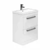 Essential NEVADA Floor Standing Washbasin Unit + Basin 2 Drawers 600mm Wide - White - EFP302WH