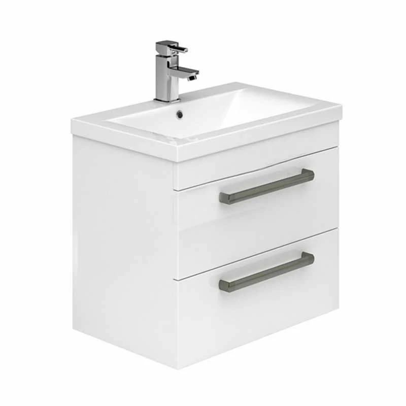 Essential NEVADA Wall Hung Washbasin Unit + Basin 2 Drawers 500mm Wide White - EFP308WH 1 Essential NEVADA Wall Hung Washbasin Unit + Basin 2 Drawers 500mm Wide White - EFP308WH