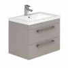 Essential NEVADA Wall Hung Washbasin Unit + Basin 2 Drawers 800mm Wide Cashmere - EFP305CA