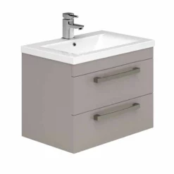 Essential NEVADA Wall Hung Washbasin Unit + Basin 2 Drawers 800mm Wide Cashmere - EFP305CA