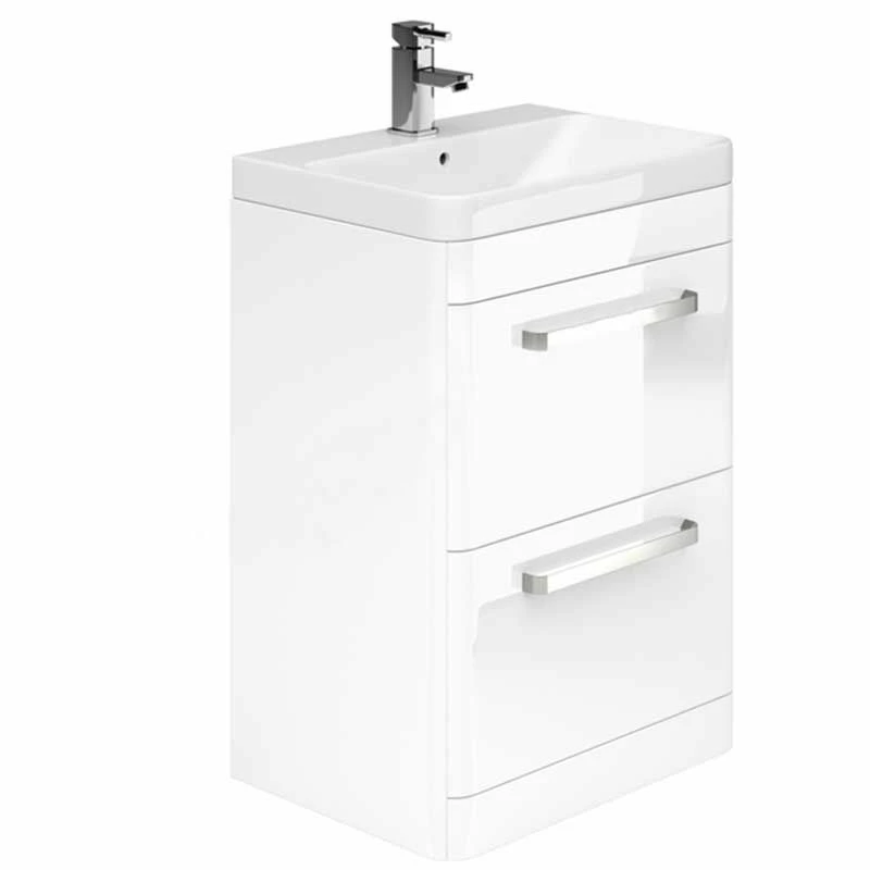 Essential VERMONT 800mm Floor Standing 2 Drawer Unit + Basin - White - EFP401WH 1 Essential VERMONT 800mm Floor Standing 2 Drawer Unit + Basin - White - EFP401WH
