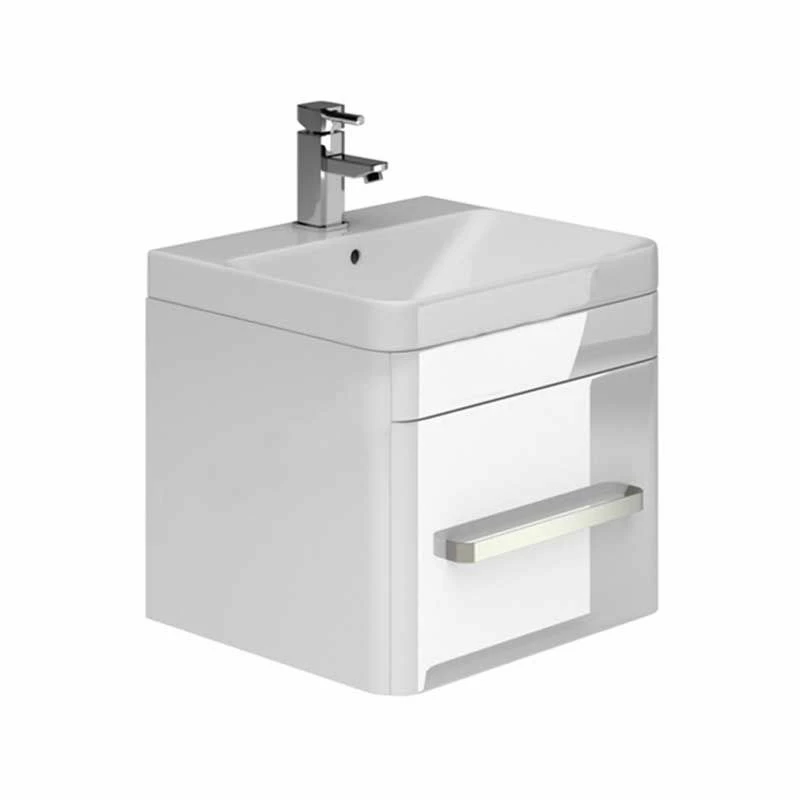 Essential VERMONT 500mm Wall Hung 1 Drawer Unit + Basin - White - EFP405WH 1 Essential VERMONT 500mm Wall Hung 1 Drawer Unit + Basin - White - EFP405WH