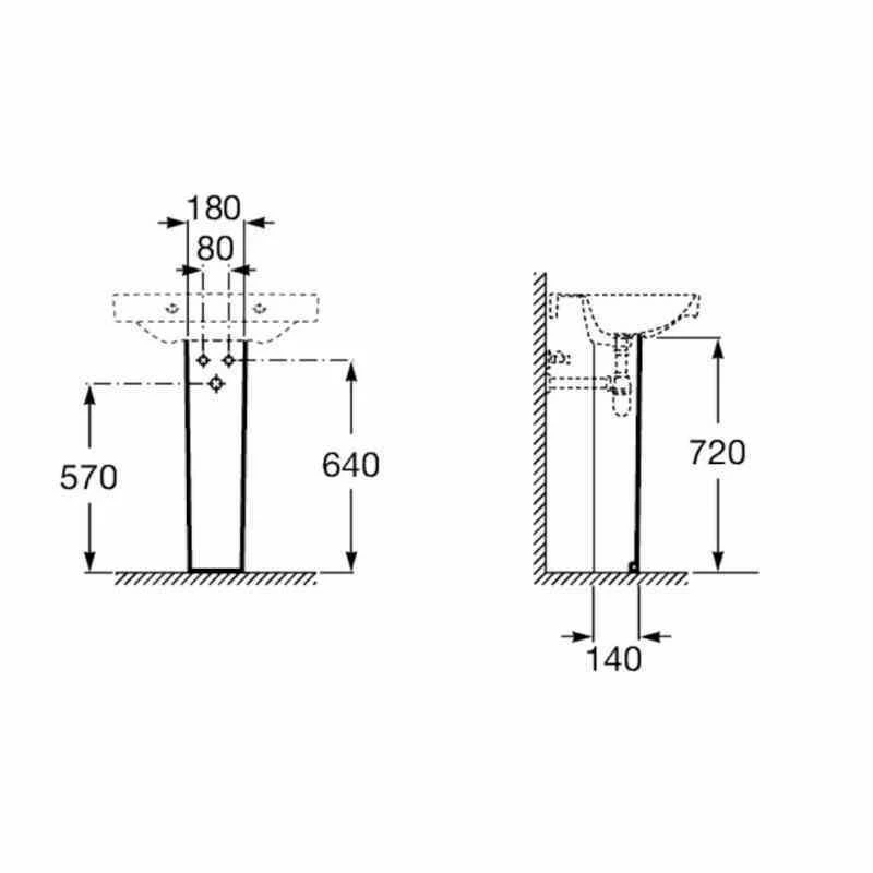 Roca Debba Full Pedestal For 450mm Basin - 33599000U 2 Roca Debba Full Pedestal For 450mm Basin - 33599000U - Image 2