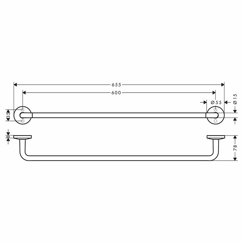 AXOR Universal Circular Bath Towel Rail 600mm - Polished Black Chrome - 42860330 2 AXOR Universal Circular Bath Towel Rail 600mm - Polished Black Chrome - 42860330 - Image 2