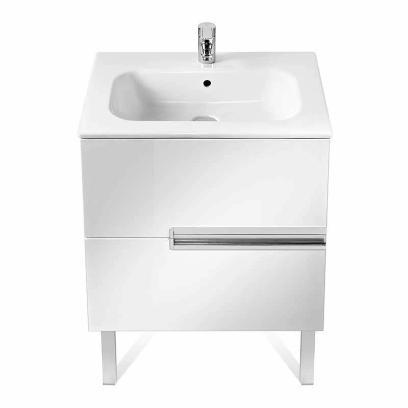 Roca Victoria-N 2 Drawer Vanity Unit & Basin 600mm - Gloss White - 855834806 2 Roca Victoria-N 2 Drawer Vanity Unit & Basin 600mm - Gloss White - 855834806 - Image 2