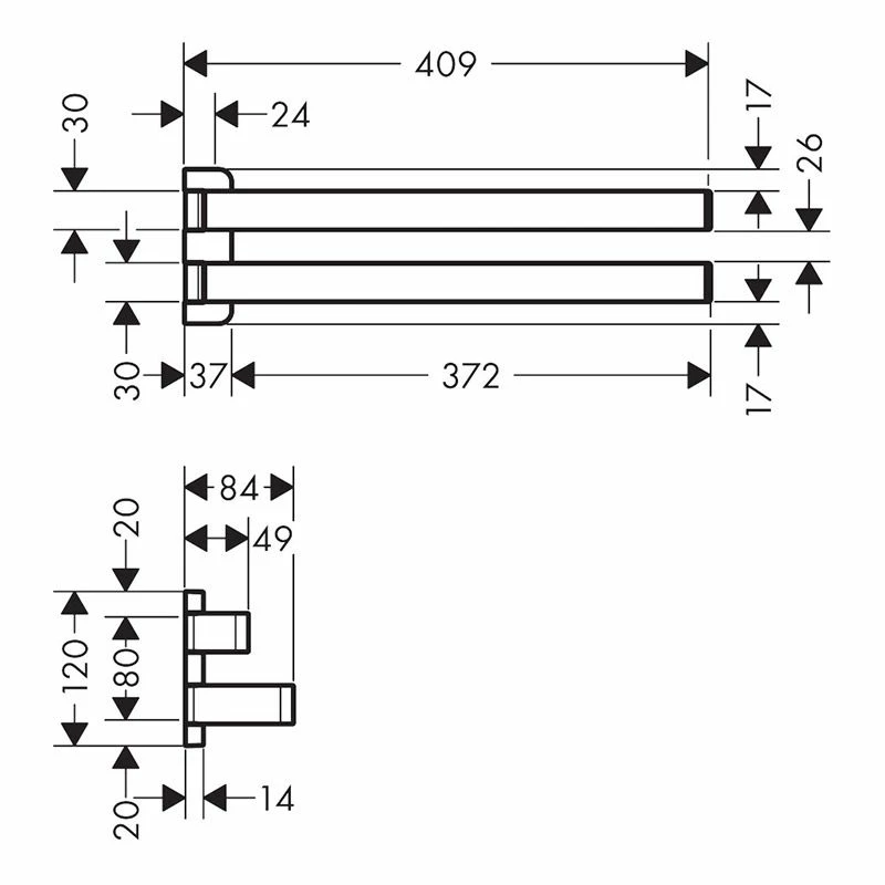 AXOR Universal Towel Holder Twin Handle - Brushed Black Chrome - 42821340 2 AXOR Universal Towel Holder Twin Handle - Brushed Black Chrome - 42821340 - Image 2