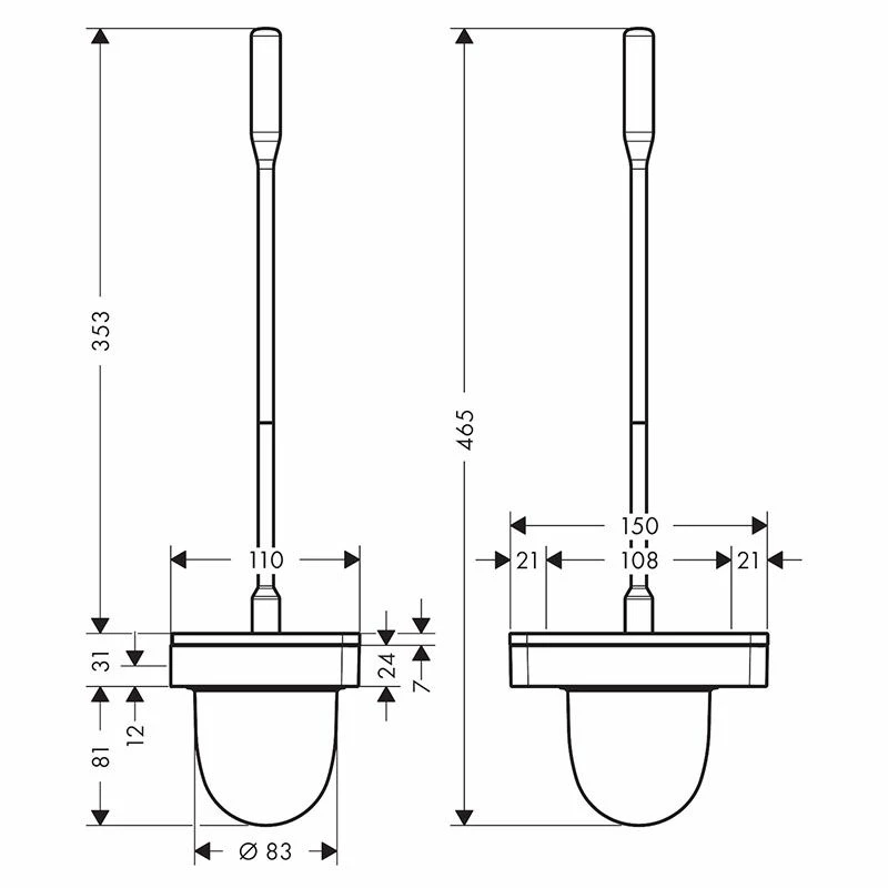 Axor Universal Toilet Brush Holder Wall-Mounted - Brushed Nickel - 42835820 2 Axor Universal Toilet Brush Holder Wall-Mounted - Brushed Nickel - 42835820 - Image 2