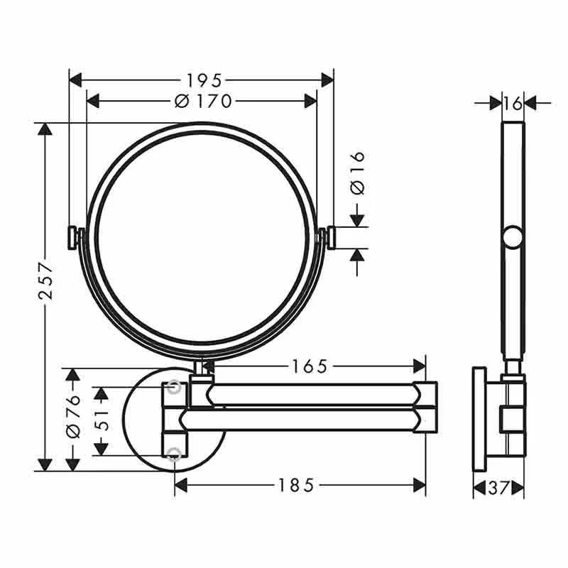Axor Universal Circular Shaving Mirror - Chrome - 42849000 2 Axor Universal Circular Shaving Mirror - Chrome - 42849000 - Image 2